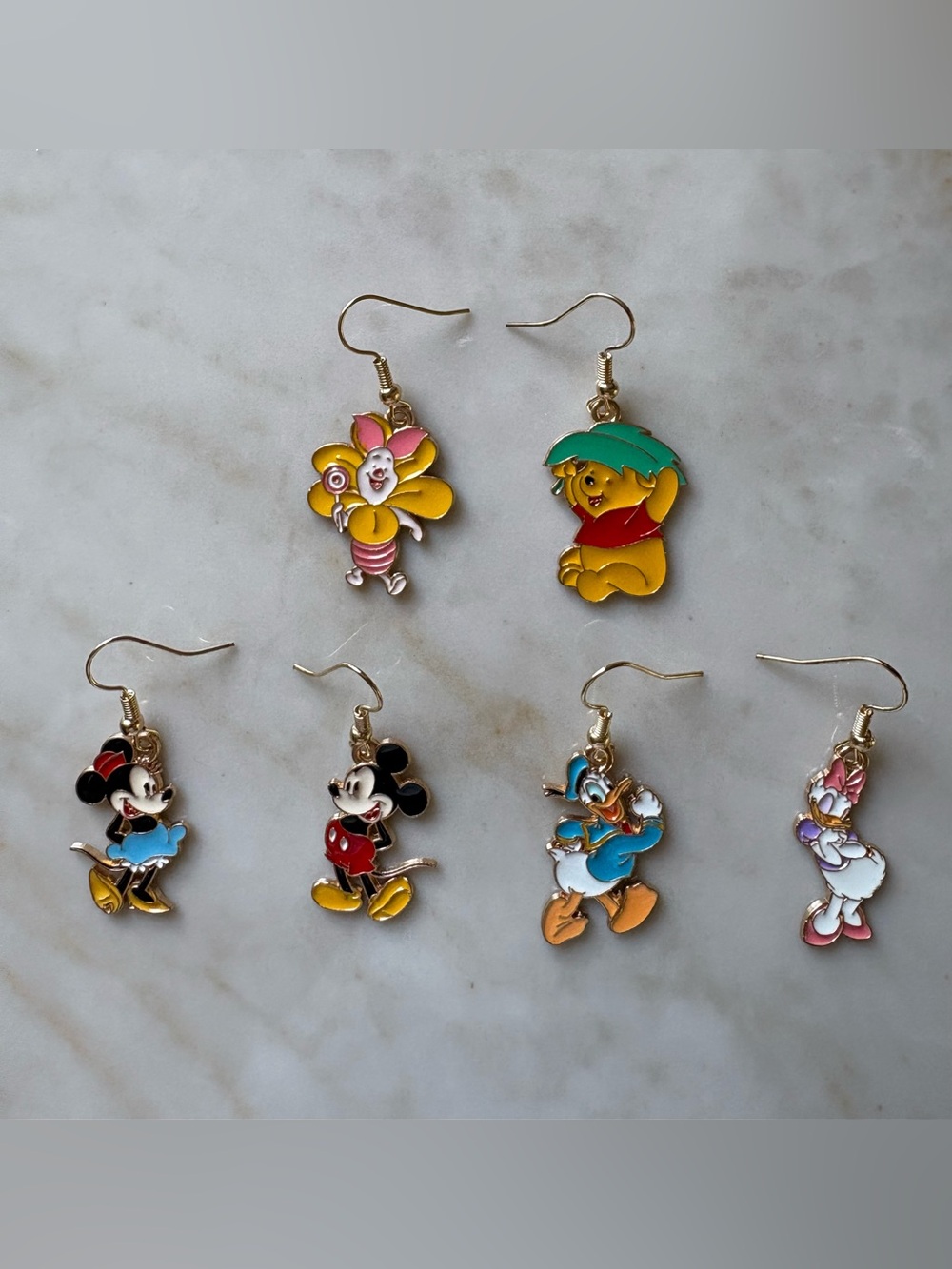 Disney Cartoon Earring 3 Pairs Mickey Minnie Donald Daisy Winnie the Pooh Piglet